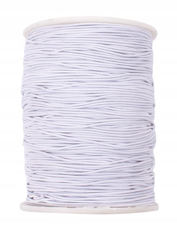 DIY Rund gummi elastisk snor HVID Ø1mm 200m