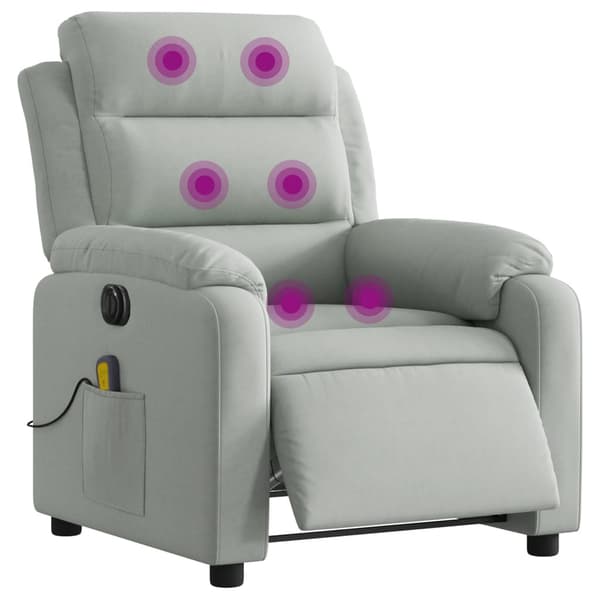 vidaXL Elektrisk massagefåtölj ljusgrå sammet