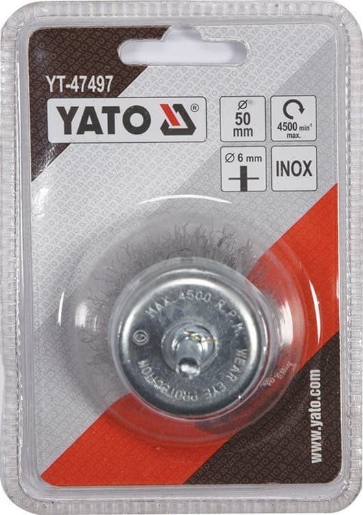 Endebørste med skaft 50mm rustfrit stål YT-47497 YATO