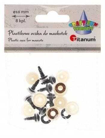 Plastikøjne til maskotter 10 mm med montering 8 stk.