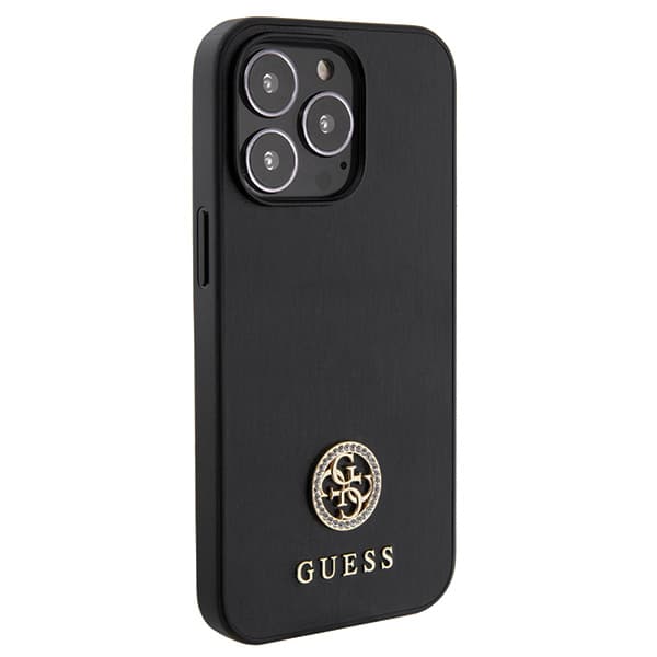 Guess Strass Metal Logo-cover til iPhone 13 Pro, Sort