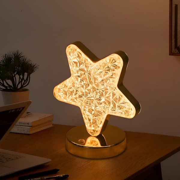 krystal natlampe LED stjerne bordlampe