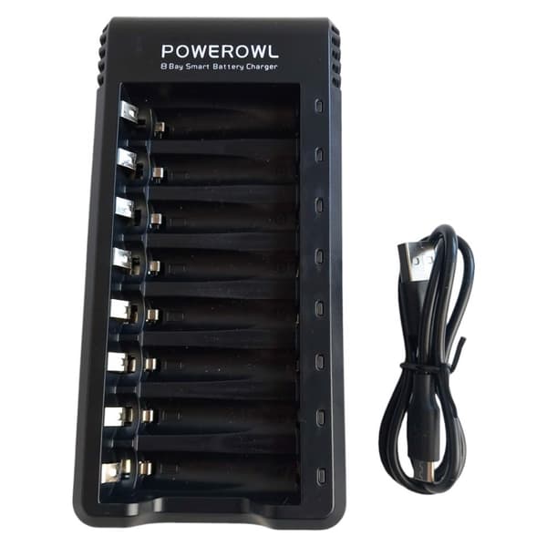 POWEROWL USB-laddare för 8 AA AAA-batterier