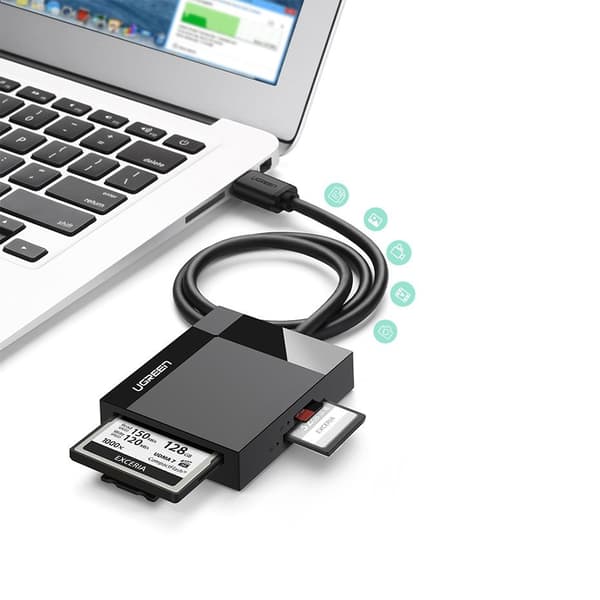 SD / micro SD / CF / MS hukommelseskortlæser USB 3.0 stik - sort
