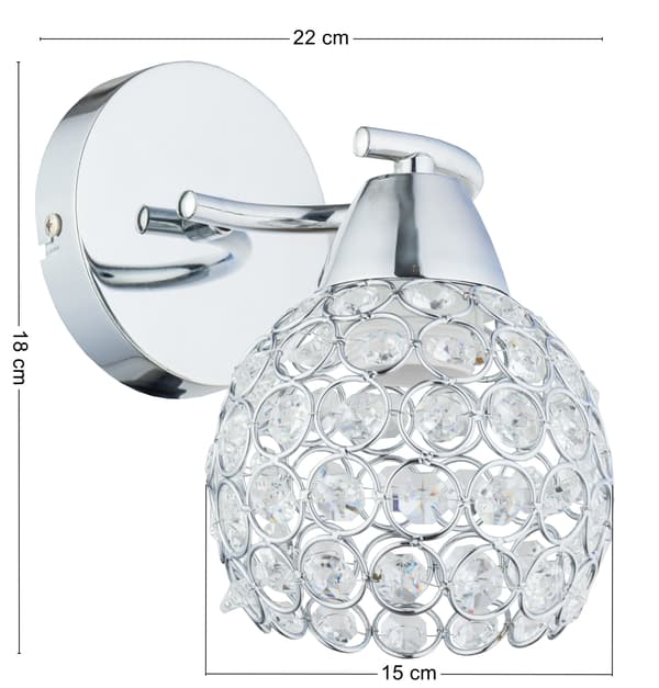 Sølv krystal væglampe Crystal I