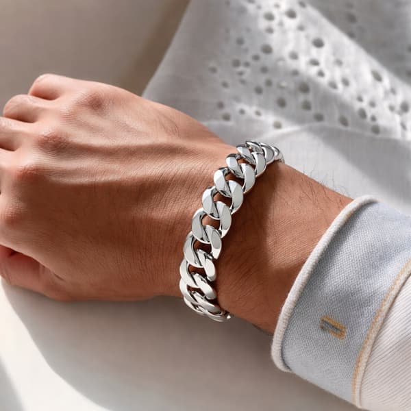 SILVER Herrarmband TJOCKT 10mm 925 SILVER Diamant Gåva