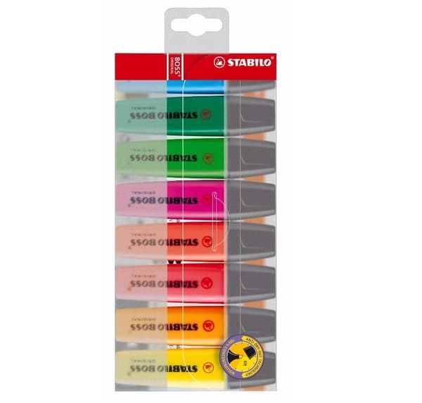 Boss 70 overstregningstusch, 8 farver, STABILO