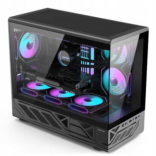 Gamingdatorchassi, midi-tower, glas, 6x aRGB-fläktar