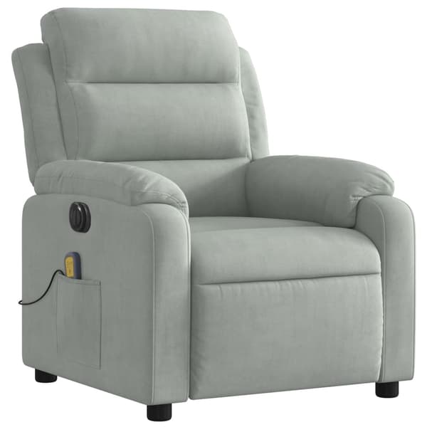 vidaXL Elektrisk massagefåtölj ljusgrå sammet