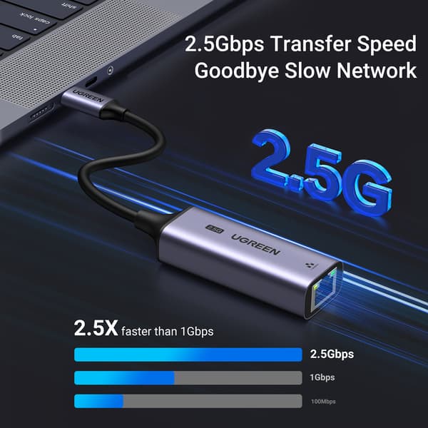 Adapter Ethernet Netværkskort USB-C - RJ45 2.5G Grå