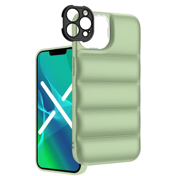 Puffer-etui til iPhone 13 Pro, grøn