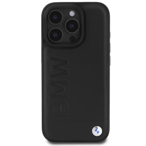 BMW Læder Hot Stamp MagSafe-etui til iPhone 16 Pro Max, Sort
