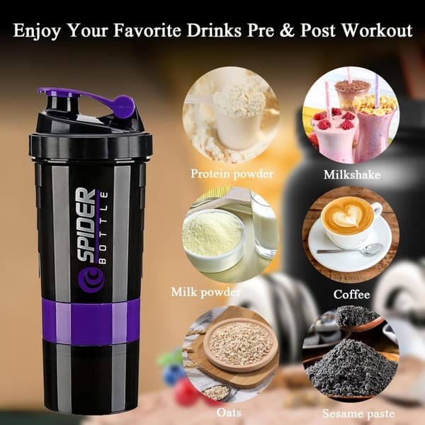 Sportsshaker, Twist Off-flaske til proteintilskud med si 500 ml BD55FIO