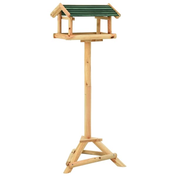 vidaXL fuglefoderautomat på stang 37x28x100 cm grantræ