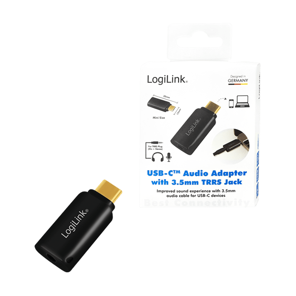 USB-C til 3,5 mm lydadapter, USB 3.2, sort - LogiLink UA356