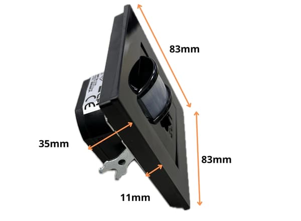 PIR-rörelsesensor 200W vit för infälld låda, max räckvidd 9m, IP20