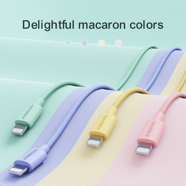 Punottu kaapeli iPhonelleUSB-A - Lightning 2m pastellinpinkki