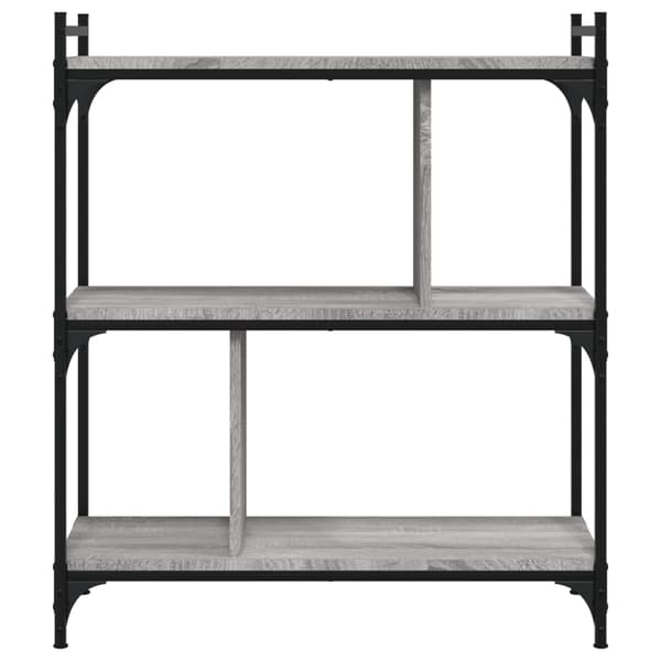 vidaXL 3-lags reol, grå Sonoma-eg, 76x32x88 cm