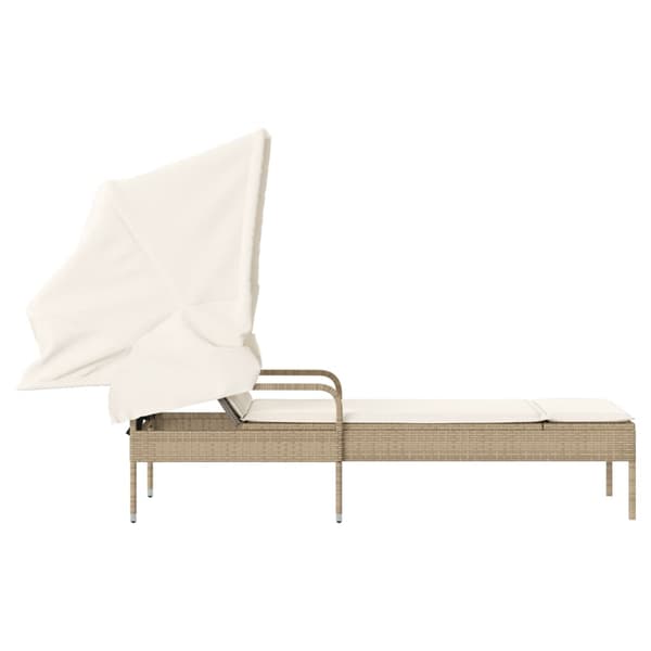 vidaXL Aurinkotuoli katoksella, beige, polyrottinki