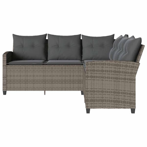 vidaXL L-formet sofa med hynder grå polyrattan