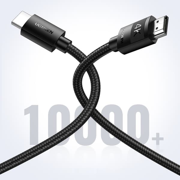 HDMI 2.0 4K 2m musta kestävä punottu kaapeli