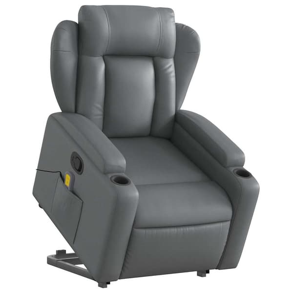 vidaXL Lyftbar massagefåtölj, grå, konstläder