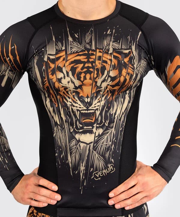 Venum Rashguard Tiger Langærmet Sort/Neonorange M