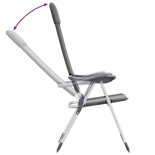 vidaXL Hopfällbara campingstolar, set om 4, grå, aluminium
