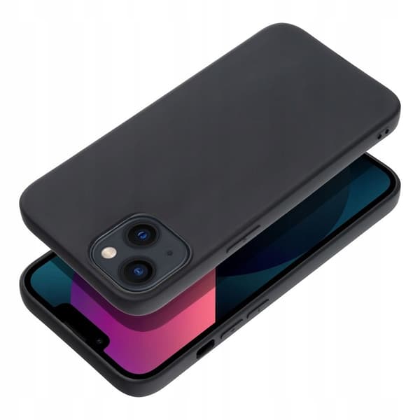 Etui til iPhone 13 Silikone Mat Sort Bagside Slim + 9H Glas