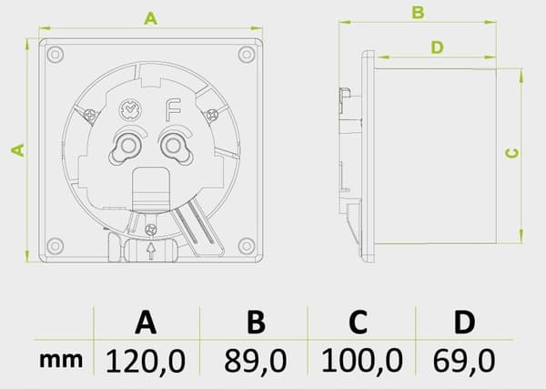 dRim 100 MS Ventilator Bevægelsessensor Hvid Plexiglas Glans Ventilator Plus Panel Sæt