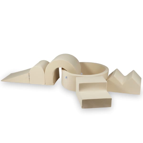 Skumlegeplads med rund pool 90x30 Beige + 5 elementer uden bolde