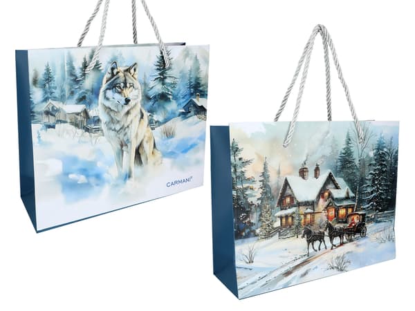 Carmani, papirgavepose op til ca. 45x12x36cm - vinter overalt