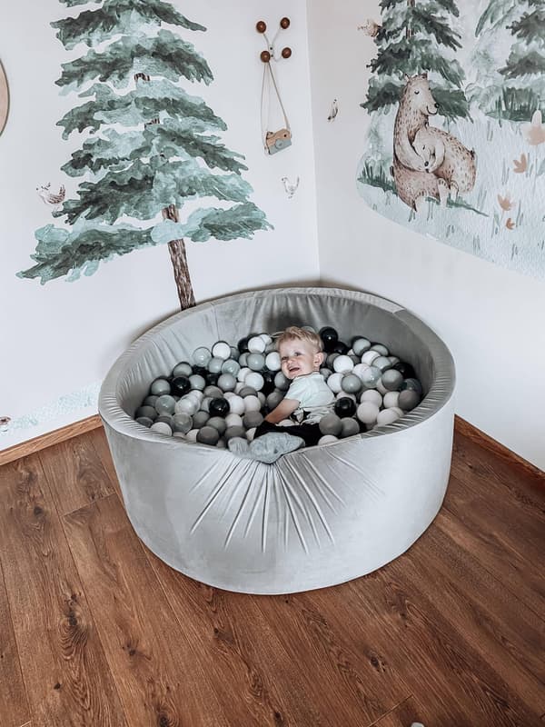 Tør pool 90x30 fløjlsgrå uden bolde