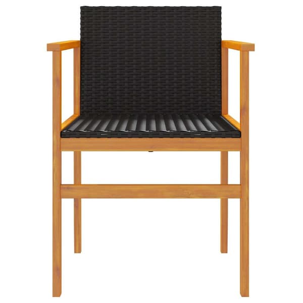 vidaXL havestole, sæt med 2, sort, polyrattan og træ