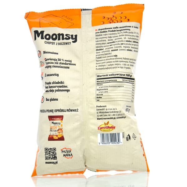 Moonsy High Protein 26%, Barbecue - tynde linsechips 50% mindre fedt