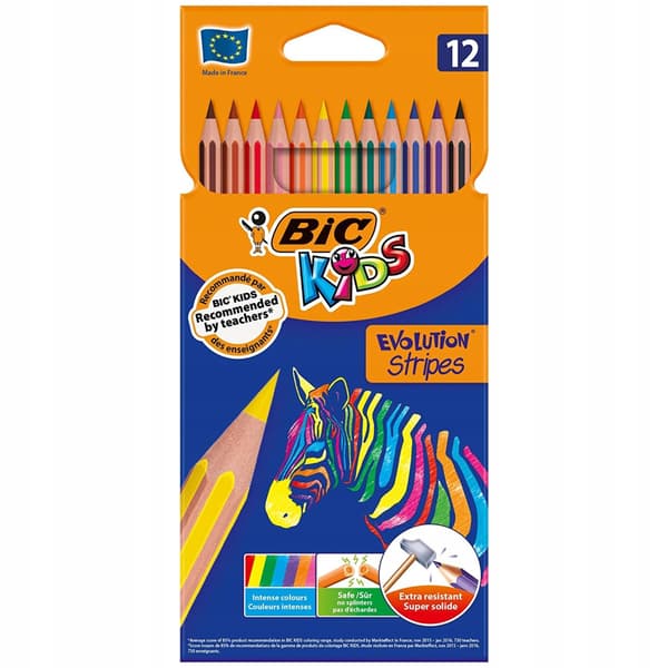 BIC EVOLUTION STRIPES KRITOR 12 FÄRGER 9102