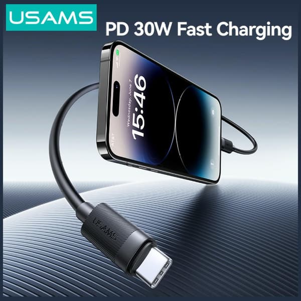USAMS U94 30W USB-C - Lightning-kaapeli 1m musta