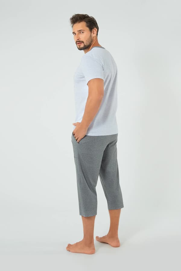 Junak herrpyjamas med korta ärmar, 3/4 byxor S