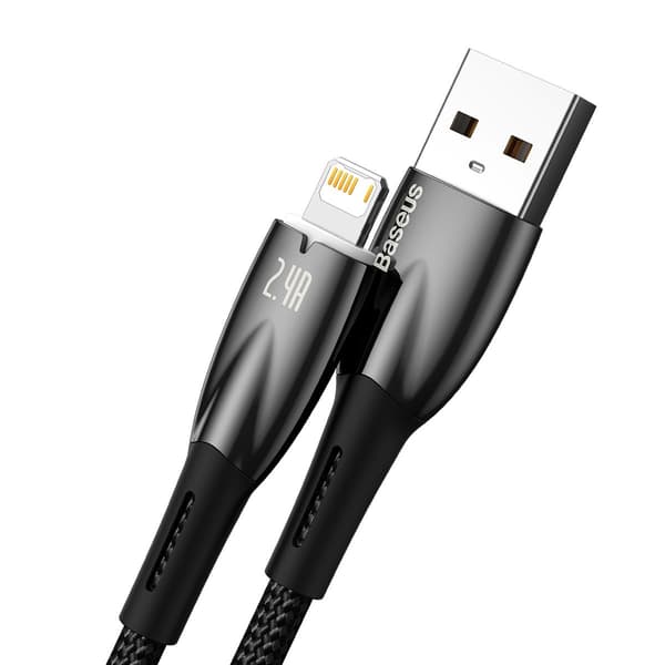 Glimmer Series USB-A kabel iPhone Lightning 480Mb-s 2.4A 2m sort