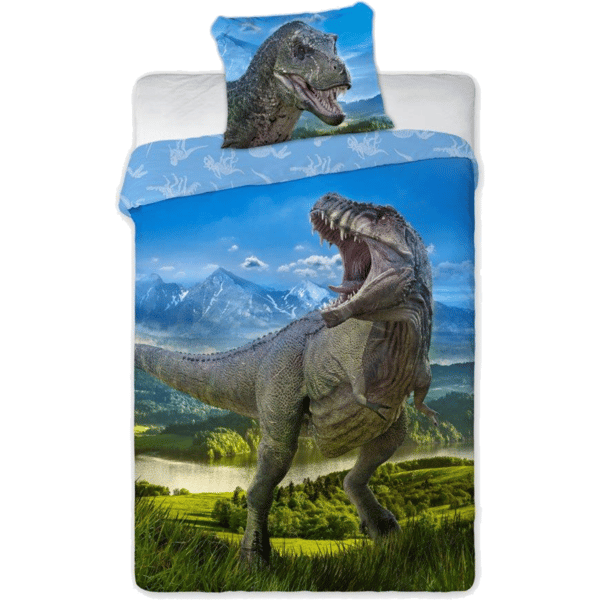 SENGESÆT 140X200+70X90 BOMULD T-REX 001 BLÅ