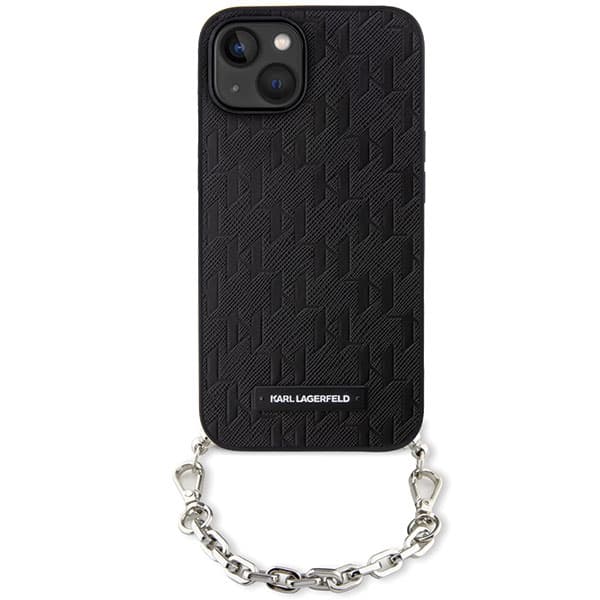 Karl Lagerfeld Saffiano Monogram Chain-etui til iPhone 14, Sort