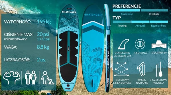 SKATINGER Octopus SUP-bräda 335x86x15 cm allround