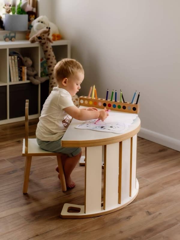 Montessori gungstolsplatta, vit
