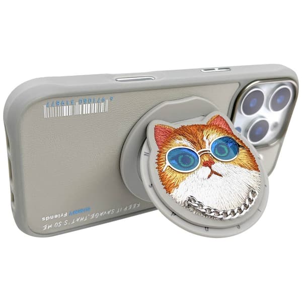 Nimmy Glasses Cool Cat MagSafe-etui til iPhone 16 Pro Max, grå
