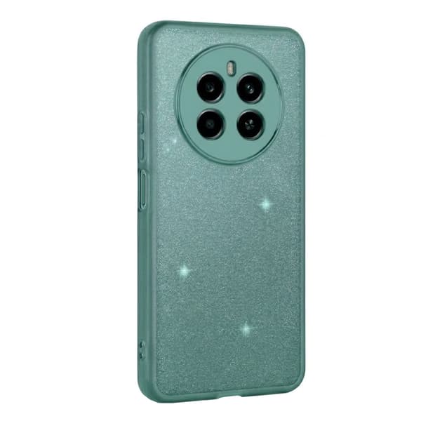 Realme 12-skal, glittrigt puder, grönt