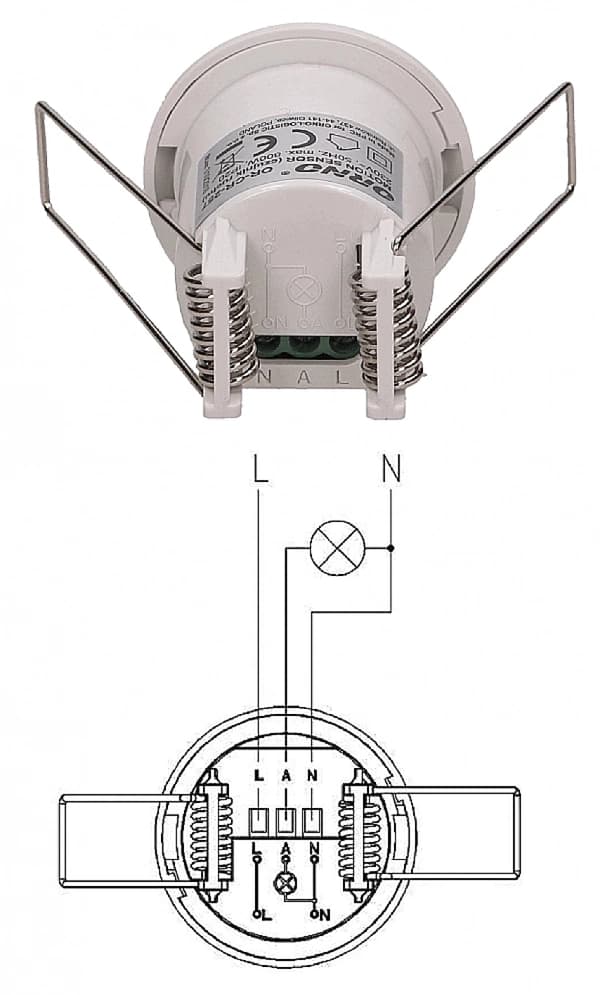 Mini LED-rörelsesensor för undertak, infälld montering, 360°