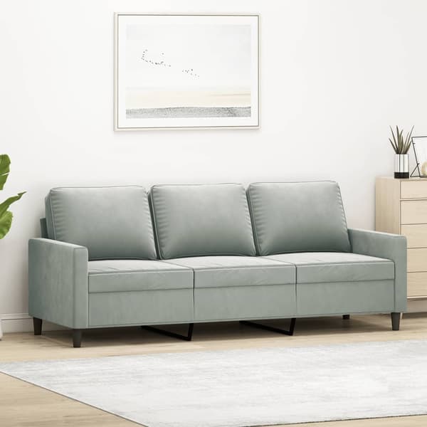 vidaXL 3-sitssoffa ljusgrå 180 cm klädd i sammet