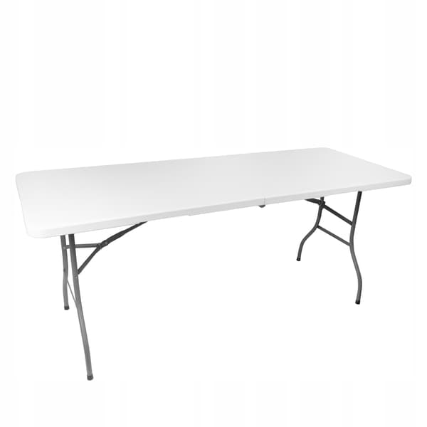 [15] Stort, foldbart havebord i kuffert, hvidt, 180 cm D1153