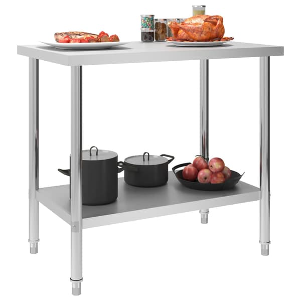 vidaXL køkkenbord 100x60x85 cm rustfrit stål
