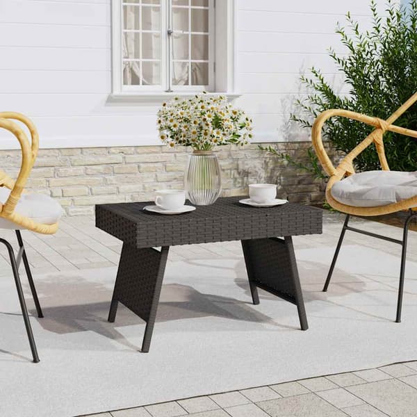 vidaXL foldbart sidebord sort 60x40x38 cm polyrattan